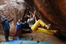 Bouldering in Hueco Tanks on 11/25/2019 with Blue Lizard Climbing and Yoga

Filename: SRM_20191125_1451330.jpg
Aperture: f/6.3
Shutter Speed: 1/250
Body: Canon EOS-1D Mark II
Lens: Canon EF 16-35mm f/2.8 L