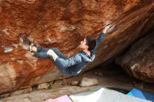 Bouldering in Hueco Tanks on 11/25/2019 with Blue Lizard Climbing and Yoga

Filename: SRM_20191125_1511510.jpg
Aperture: f/5.6
Shutter Speed: 1/250
Body: Canon EOS-1D Mark II
Lens: Canon EF 16-35mm f/2.8 L