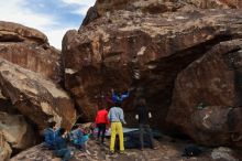 Bouldering in Hueco Tanks on 11/25/2019 with Blue Lizard Climbing and Yoga

Filename: SRM_20191125_1535000.jpg
Aperture: f/6.3
Shutter Speed: 1/320
Body: Canon EOS-1D Mark II
Lens: Canon EF 16-35mm f/2.8 L