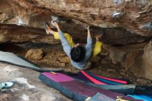 Bouldering in Hueco Tanks on 11/25/2019 with Blue Lizard Climbing and Yoga

Filename: SRM_20191125_1623220.jpg
Aperture: f/2.8
Shutter Speed: 1/320
Body: Canon EOS-1D Mark II
Lens: Canon EF 50mm f/1.8 II