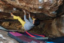 Bouldering in Hueco Tanks on 11/25/2019 with Blue Lizard Climbing and Yoga

Filename: SRM_20191125_1623230.jpg
Aperture: f/3.2
Shutter Speed: 1/320
Body: Canon EOS-1D Mark II
Lens: Canon EF 50mm f/1.8 II