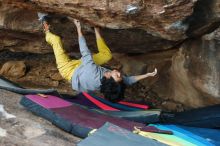 Bouldering in Hueco Tanks on 11/25/2019 with Blue Lizard Climbing and Yoga

Filename: SRM_20191125_1623250.jpg
Aperture: f/3.2
Shutter Speed: 1/320
Body: Canon EOS-1D Mark II
Lens: Canon EF 50mm f/1.8 II