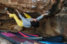 Bouldering in Hueco Tanks on 11/25/2019 with Blue Lizard Climbing and Yoga

Filename: SRM_20191125_1623270.jpg
Aperture: f/3.2
Shutter Speed: 1/320
Body: Canon EOS-1D Mark II
Lens: Canon EF 50mm f/1.8 II