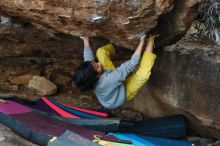 Bouldering in Hueco Tanks on 11/25/2019 with Blue Lizard Climbing and Yoga

Filename: SRM_20191125_1623450.jpg
Aperture: f/3.2
Shutter Speed: 1/320
Body: Canon EOS-1D Mark II
Lens: Canon EF 50mm f/1.8 II