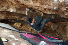 Bouldering in Hueco Tanks on 11/25/2019 with Blue Lizard Climbing and Yoga

Filename: SRM_20191125_1626150.jpg
Aperture: f/3.2
Shutter Speed: 1/320
Body: Canon EOS-1D Mark II
Lens: Canon EF 50mm f/1.8 II