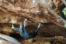 Bouldering in Hueco Tanks on 11/25/2019 with Blue Lizard Climbing and Yoga

Filename: SRM_20191125_1641090.jpg
Aperture: f/2.5
Shutter Speed: 1/320
Body: Canon EOS-1D Mark II
Lens: Canon EF 50mm f/1.8 II