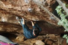 Bouldering in Hueco Tanks on 11/25/2019 with Blue Lizard Climbing and Yoga

Filename: SRM_20191125_1641190.jpg
Aperture: f/2.5
Shutter Speed: 1/320
Body: Canon EOS-1D Mark II
Lens: Canon EF 50mm f/1.8 II