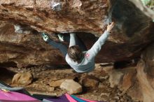 Bouldering in Hueco Tanks on 11/25/2019 with Blue Lizard Climbing and Yoga

Filename: SRM_20191125_1643180.jpg
Aperture: f/2.8
Shutter Speed: 1/250
Body: Canon EOS-1D Mark II
Lens: Canon EF 50mm f/1.8 II