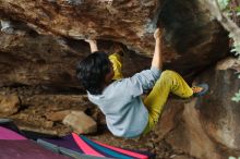 Bouldering in Hueco Tanks on 11/25/2019 with Blue Lizard Climbing and Yoga

Filename: SRM_20191125_1644430.jpg
Aperture: f/3.5
Shutter Speed: 1/250
Body: Canon EOS-1D Mark II
Lens: Canon EF 50mm f/1.8 II