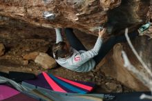 Bouldering in Hueco Tanks on 11/25/2019 with Blue Lizard Climbing and Yoga

Filename: SRM_20191125_1647580.jpg
Aperture: f/3.5
Shutter Speed: 1/250
Body: Canon EOS-1D Mark II
Lens: Canon EF 50mm f/1.8 II