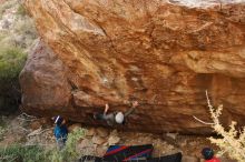 Bouldering in Hueco Tanks on 11/26/2019 with Blue Lizard Climbing and Yoga

Filename: SRM_20191126_1025040.jpg
Aperture: f/7.1
Shutter Speed: 1/250
Body: Canon EOS-1D Mark II
Lens: Canon EF 16-35mm f/2.8 L