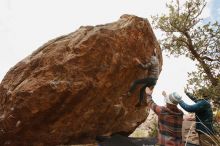 Bouldering in Hueco Tanks on 11/26/2019 with Blue Lizard Climbing and Yoga

Filename: SRM_20191126_1145210.jpg
Aperture: f/8.0
Shutter Speed: 1/250
Body: Canon EOS-1D Mark II
Lens: Canon EF 16-35mm f/2.8 L