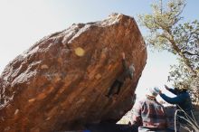 Bouldering in Hueco Tanks on 11/26/2019 with Blue Lizard Climbing and Yoga

Filename: SRM_20191126_1240200.jpg
Aperture: f/8.0
Shutter Speed: 1/250
Body: Canon EOS-1D Mark II
Lens: Canon EF 16-35mm f/2.8 L