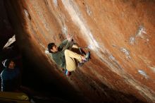 Bouldering in Hueco Tanks on 11/26/2019 with Blue Lizard Climbing and Yoga

Filename: SRM_20191126_1353350.jpg
Aperture: f/7.1
Shutter Speed: 1/250
Body: Canon EOS-1D Mark II
Lens: Canon EF 16-35mm f/2.8 L