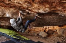 Bouldering in Hueco Tanks on 11/26/2019 with Blue Lizard Climbing and Yoga

Filename: SRM_20191126_1534080.jpg
Aperture: f/3.5
Shutter Speed: 1/250
Body: Canon EOS-1D Mark II
Lens: Canon EF 16-35mm f/2.8 L