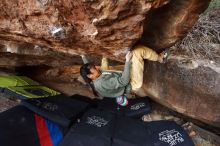 Bouldering in Hueco Tanks on 11/26/2019 with Blue Lizard Climbing and Yoga

Filename: SRM_20191126_1540230.jpg
Aperture: f/4.0
Shutter Speed: 1/250
Body: Canon EOS-1D Mark II
Lens: Canon EF 16-35mm f/2.8 L