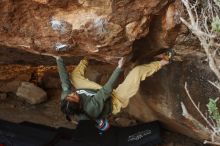 Bouldering in Hueco Tanks on 11/26/2019 with Blue Lizard Climbing and Yoga

Filename: SRM_20191126_1551190.jpg
Aperture: f/5.0
Shutter Speed: 1/250
Body: Canon EOS-1D Mark II
Lens: Canon EF 50mm f/1.8 II