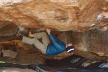 Bouldering in Hueco Tanks on 11/26/2019 with Blue Lizard Climbing and Yoga

Filename: SRM_20191126_1554240.jpg
Aperture: f/5.0
Shutter Speed: 1/250
Body: Canon EOS-1D Mark II
Lens: Canon EF 50mm f/1.8 II