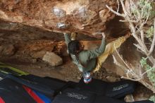 Bouldering in Hueco Tanks on 11/26/2019 with Blue Lizard Climbing and Yoga

Filename: SRM_20191126_1558170.jpg
Aperture: f/4.5
Shutter Speed: 1/250
Body: Canon EOS-1D Mark II
Lens: Canon EF 50mm f/1.8 II