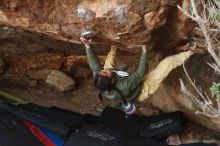 Bouldering in Hueco Tanks on 11/26/2019 with Blue Lizard Climbing and Yoga

Filename: SRM_20191126_1558210.jpg
Aperture: f/5.0
Shutter Speed: 1/250
Body: Canon EOS-1D Mark II
Lens: Canon EF 50mm f/1.8 II