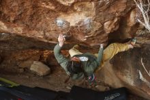 Bouldering in Hueco Tanks on 11/26/2019 with Blue Lizard Climbing and Yoga

Filename: SRM_20191126_1558240.jpg
Aperture: f/4.5
Shutter Speed: 1/250
Body: Canon EOS-1D Mark II
Lens: Canon EF 50mm f/1.8 II