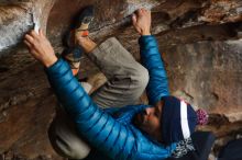 Bouldering in Hueco Tanks on 11/26/2019 with Blue Lizard Climbing and Yoga

Filename: SRM_20191126_1603290.jpg
Aperture: f/4.0
Shutter Speed: 1/250
Body: Canon EOS-1D Mark II
Lens: Canon EF 50mm f/1.8 II