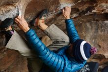 Bouldering in Hueco Tanks on 11/26/2019 with Blue Lizard Climbing and Yoga

Filename: SRM_20191126_1603300.jpg
Aperture: f/3.5
Shutter Speed: 1/250
Body: Canon EOS-1D Mark II
Lens: Canon EF 50mm f/1.8 II