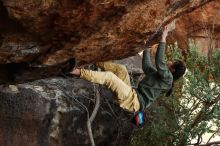 Bouldering in Hueco Tanks on 11/26/2019 with Blue Lizard Climbing and Yoga

Filename: SRM_20191126_1606580.jpg
Aperture: f/5.0
Shutter Speed: 1/250
Body: Canon EOS-1D Mark II
Lens: Canon EF 50mm f/1.8 II