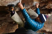 Bouldering in Hueco Tanks on 11/26/2019 with Blue Lizard Climbing and Yoga

Filename: SRM_20191126_1609550.jpg
Aperture: f/3.5
Shutter Speed: 1/250
Body: Canon EOS-1D Mark II
Lens: Canon EF 50mm f/1.8 II