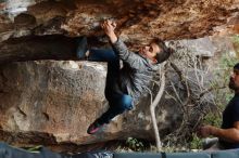 Bouldering in Hueco Tanks on 11/26/2019 with Blue Lizard Climbing and Yoga

Filename: SRM_20191126_1613440.jpg
Aperture: f/3.5
Shutter Speed: 1/250
Body: Canon EOS-1D Mark II
Lens: Canon EF 50mm f/1.8 II