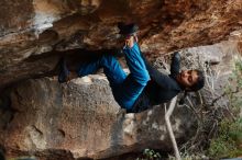 Bouldering in Hueco Tanks on 11/26/2019 with Blue Lizard Climbing and Yoga

Filename: SRM_20191126_1616080.jpg
Aperture: f/3.5
Shutter Speed: 1/250
Body: Canon EOS-1D Mark II
Lens: Canon EF 50mm f/1.8 II