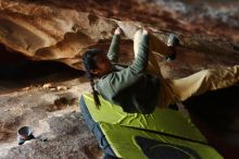 Bouldering in Hueco Tanks on 11/26/2019 with Blue Lizard Climbing and Yoga

Filename: SRM_20191126_1626300.jpg
Aperture: f/3.2
Shutter Speed: 1/250
Body: Canon EOS-1D Mark II
Lens: Canon EF 50mm f/1.8 II