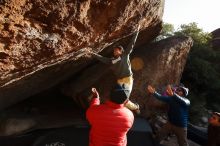 Bouldering in Hueco Tanks on 11/26/2019 with Blue Lizard Climbing and Yoga

Filename: SRM_20191126_1656410.jpg
Aperture: f/5.6
Shutter Speed: 1/250
Body: Canon EOS-1D Mark II
Lens: Canon EF 16-35mm f/2.8 L