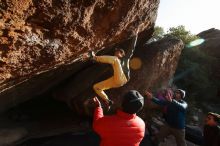 Bouldering in Hueco Tanks on 11/26/2019 with Blue Lizard Climbing and Yoga

Filename: SRM_20191126_1656411.jpg
Aperture: f/6.3
Shutter Speed: 1/250
Body: Canon EOS-1D Mark II
Lens: Canon EF 16-35mm f/2.8 L