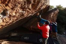 Bouldering in Hueco Tanks on 11/26/2019 with Blue Lizard Climbing and Yoga

Filename: SRM_20191126_1702552.jpg
Aperture: f/5.6
Shutter Speed: 1/250
Body: Canon EOS-1D Mark II
Lens: Canon EF 16-35mm f/2.8 L
