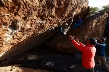 Bouldering in Hueco Tanks on 11/26/2019 with Blue Lizard Climbing and Yoga

Filename: SRM_20191126_1704500.jpg
Aperture: f/5.6
Shutter Speed: 1/250
Body: Canon EOS-1D Mark II
Lens: Canon EF 16-35mm f/2.8 L