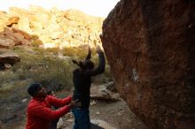 Bouldering in Hueco Tanks on 11/26/2019 with Blue Lizard Climbing and Yoga

Filename: SRM_20191126_1750480.jpg
Aperture: f/6.3
Shutter Speed: 1/250
Body: Canon EOS-1D Mark II
Lens: Canon EF 16-35mm f/2.8 L