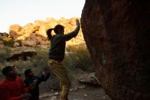 Bouldering in Hueco Tanks on 11/26/2019 with Blue Lizard Climbing and Yoga

Filename: SRM_20191126_1751381.jpg
Aperture: f/7.1
Shutter Speed: 1/250
Body: Canon EOS-1D Mark II
Lens: Canon EF 16-35mm f/2.8 L