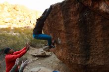 Bouldering in Hueco Tanks on 11/26/2019 with Blue Lizard Climbing and Yoga

Filename: SRM_20191126_1752240.jpg
Aperture: f/4.5
Shutter Speed: 1/250
Body: Canon EOS-1D Mark II
Lens: Canon EF 16-35mm f/2.8 L