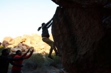 Bouldering in Hueco Tanks on 11/26/2019 with Blue Lizard Climbing and Yoga

Filename: SRM_20191126_1753001.jpg
Aperture: f/5.6
Shutter Speed: 1/250
Body: Canon EOS-1D Mark II
Lens: Canon EF 16-35mm f/2.8 L