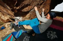 Bouldering in Hueco Tanks on 11/27/2019 with Blue Lizard Climbing and Yoga

Filename: SRM_20191127_1003570.jpg
Aperture: f/9.0
Shutter Speed: 1/250
Body: Canon EOS-1D Mark II
Lens: Canon EF 16-35mm f/2.8 L