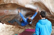 Bouldering in Hueco Tanks on 11/27/2019 with Blue Lizard Climbing and Yoga

Filename: SRM_20191127_1039250.jpg
Aperture: f/2.2
Shutter Speed: 1/250
Body: Canon EOS-1D Mark II
Lens: Canon EF 50mm f/1.8 II