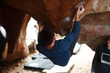 Bouldering in Hueco Tanks on 11/27/2019 with Blue Lizard Climbing and Yoga

Filename: SRM_20191127_1040370.jpg
Aperture: f/3.2
Shutter Speed: 1/250
Body: Canon EOS-1D Mark II
Lens: Canon EF 50mm f/1.8 II