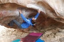 Bouldering in Hueco Tanks on 11/27/2019 with Blue Lizard Climbing and Yoga

Filename: SRM_20191127_1043020.jpg
Aperture: f/2.8
Shutter Speed: 1/250
Body: Canon EOS-1D Mark II
Lens: Canon EF 50mm f/1.8 II