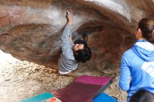 Bouldering in Hueco Tanks on 11/27/2019 with Blue Lizard Climbing and Yoga

Filename: SRM_20191127_1044590.jpg
Aperture: f/2.8
Shutter Speed: 1/200
Body: Canon EOS-1D Mark II
Lens: Canon EF 50mm f/1.8 II