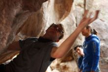 Bouldering in Hueco Tanks on 11/27/2019 with Blue Lizard Climbing and Yoga

Filename: SRM_20191127_1046040.jpg
Aperture: f/3.2
Shutter Speed: 1/250
Body: Canon EOS-1D Mark II
Lens: Canon EF 50mm f/1.8 II