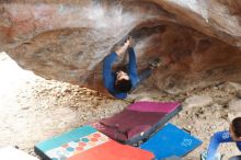Bouldering in Hueco Tanks on 11/27/2019 with Blue Lizard Climbing and Yoga

Filename: SRM_20191127_1049490.jpg
Aperture: f/2.8
Shutter Speed: 1/250
Body: Canon EOS-1D Mark II
Lens: Canon EF 50mm f/1.8 II