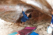 Bouldering in Hueco Tanks on 11/27/2019 with Blue Lizard Climbing and Yoga

Filename: SRM_20191127_1049512.jpg
Aperture: f/2.5
Shutter Speed: 1/250
Body: Canon EOS-1D Mark II
Lens: Canon EF 50mm f/1.8 II