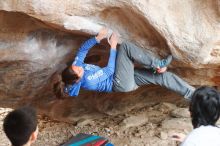 Bouldering in Hueco Tanks on 11/27/2019 with Blue Lizard Climbing and Yoga

Filename: SRM_20191127_1055370.jpg
Aperture: f/3.2
Shutter Speed: 1/250
Body: Canon EOS-1D Mark II
Lens: Canon EF 50mm f/1.8 II