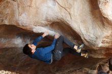 Bouldering in Hueco Tanks on 11/27/2019 with Blue Lizard Climbing and Yoga

Filename: SRM_20191127_1058290.jpg
Aperture: f/4.0
Shutter Speed: 1/250
Body: Canon EOS-1D Mark II
Lens: Canon EF 50mm f/1.8 II